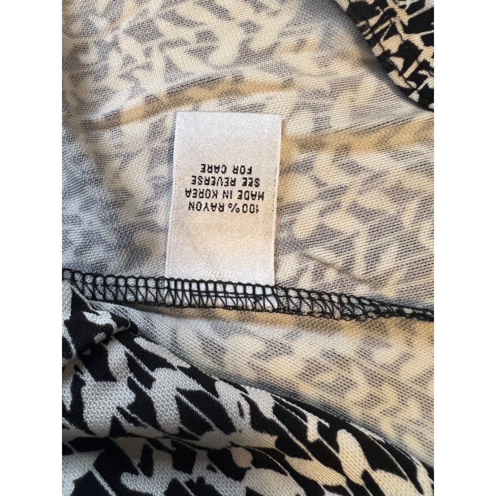 Talbots Midi Wrap Dress 10 Black Ivory 3/4 Long Sleeve Career NWT - Picture 11 of 12